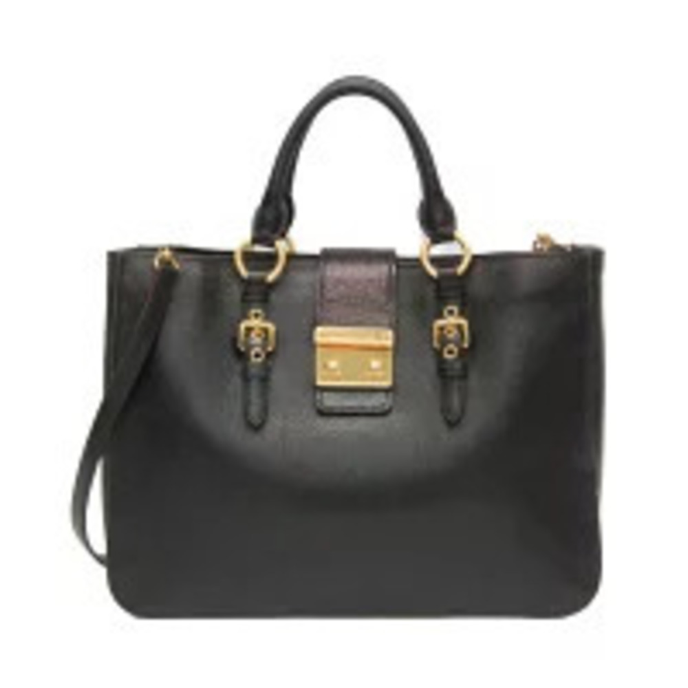 Miu Miu Madras Leather Shoulder Bag Black